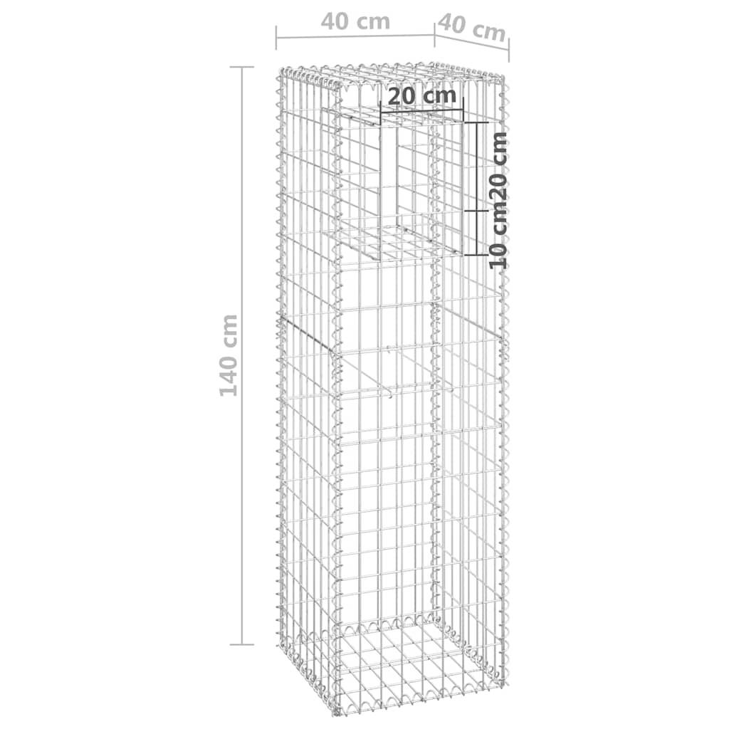 Poteaux à panier de gabion fer argenté 40 x 40 x 140 cm - PANGIVO - Image 7