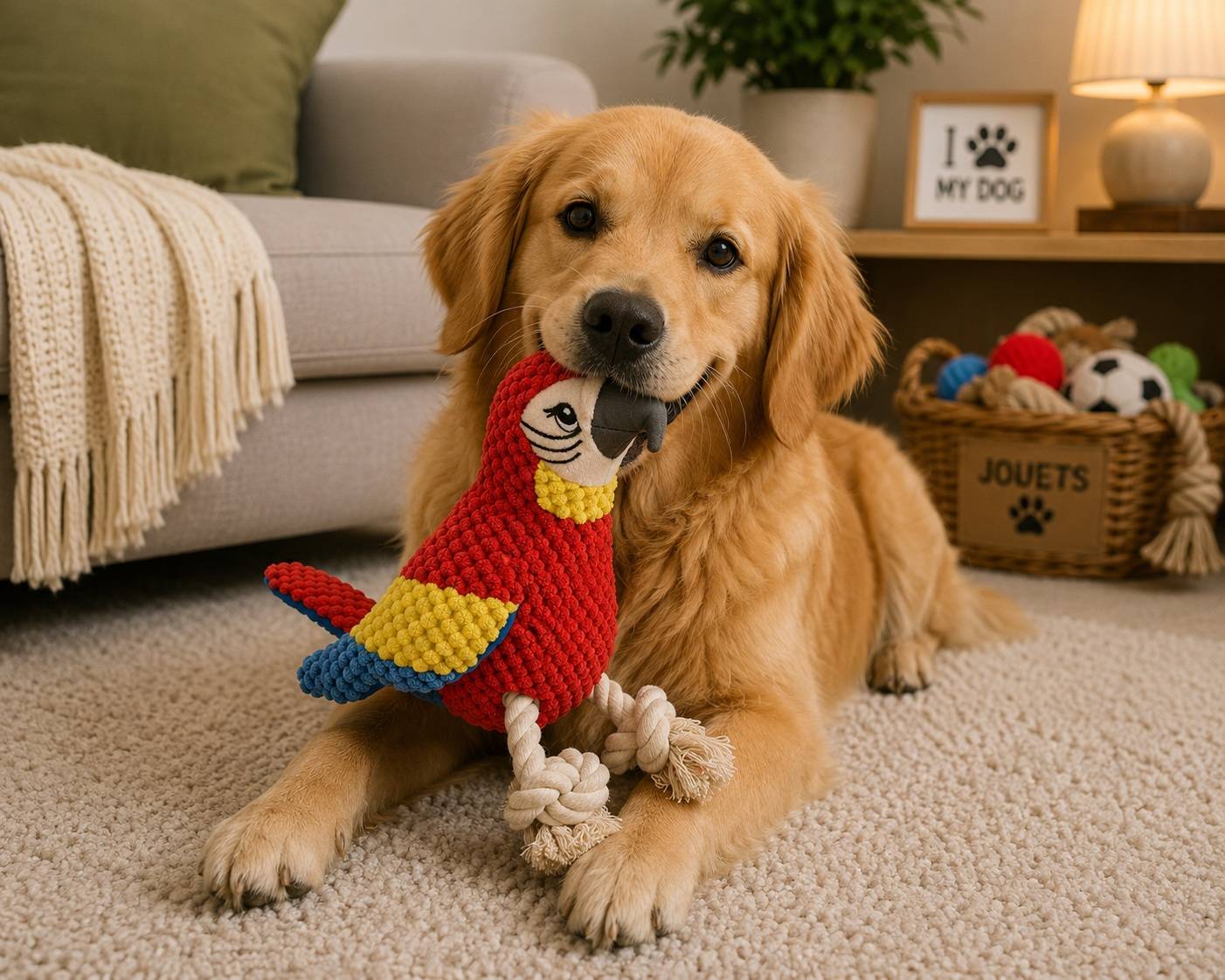 Jouet peluche Mateo le perroquet corde pour chien - Image 2