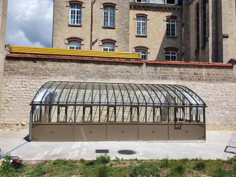 10m² -  Serre en tuile de verre à l'ancienne - Eléonore Soubassement - Aluminium - 10m²  - Gris sable - L'atelier Des Serres - Imagen 8