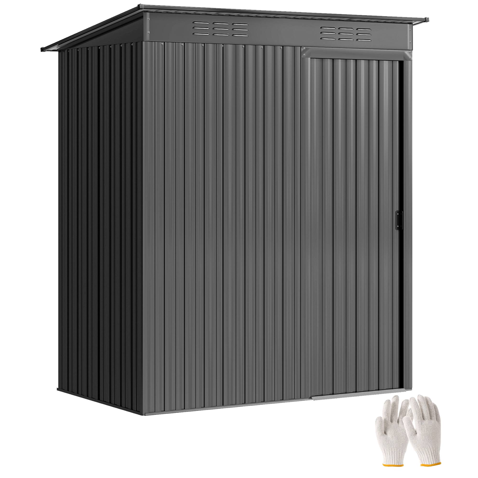 ComfortXL - Abri de jardin acier galvanisé 159 x 106 cm gris foncé rangement extérieur compact avec porte coulissante - Image 2