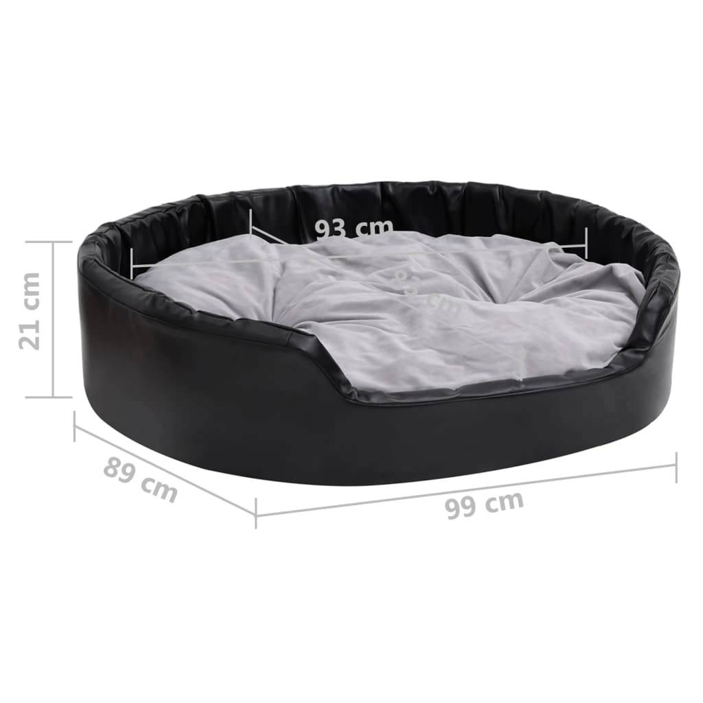 Vidaxl - Lit chiens Noir et gris 99x89x21 cm Peluche et similicuir vidaXL 171256 - Imagen 3