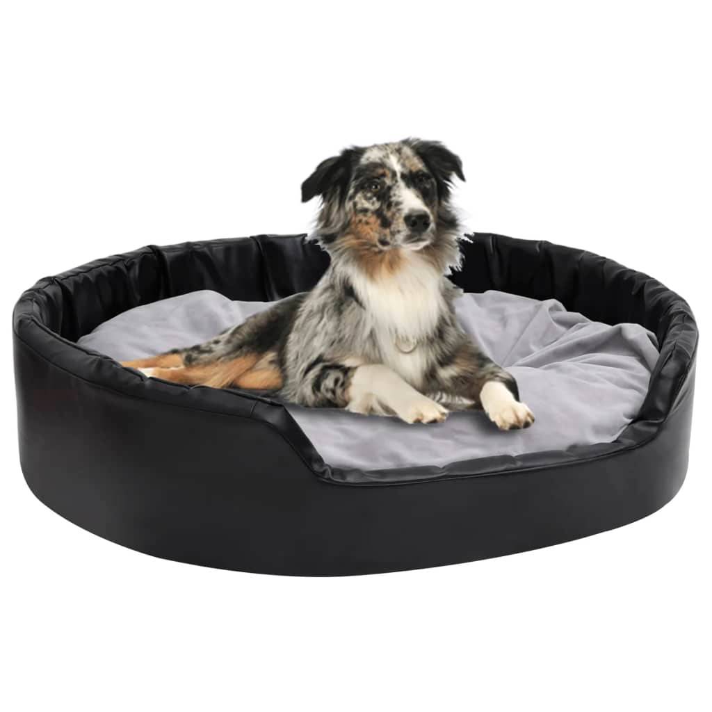 Vidaxl - Lit chiens Noir et gris 99x89x21 cm Peluche et similicuir vidaXL 171256 - Imagen 1