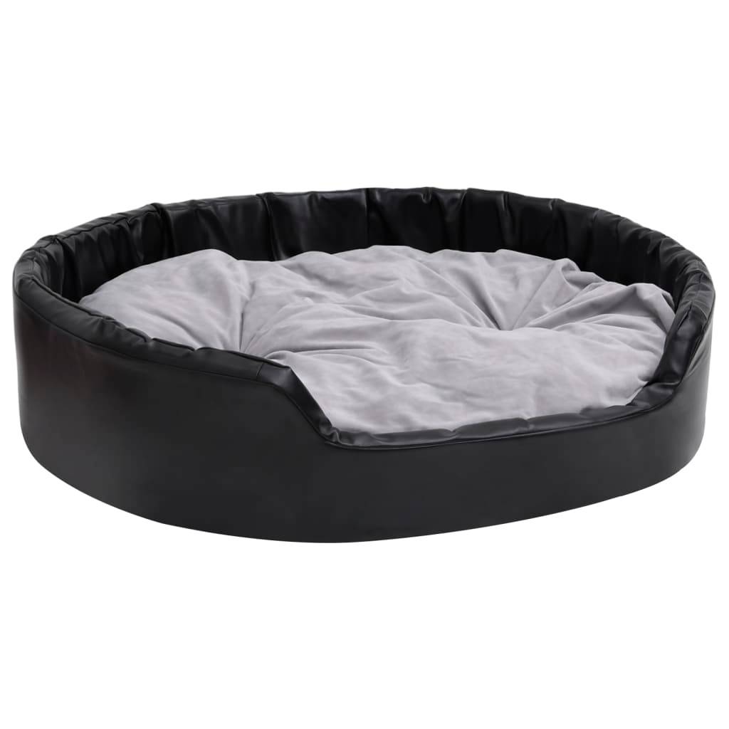Vidaxl - Lit chiens Noir et gris 99x89x21 cm Peluche et similicuir vidaXL 171256 - Imagen 2