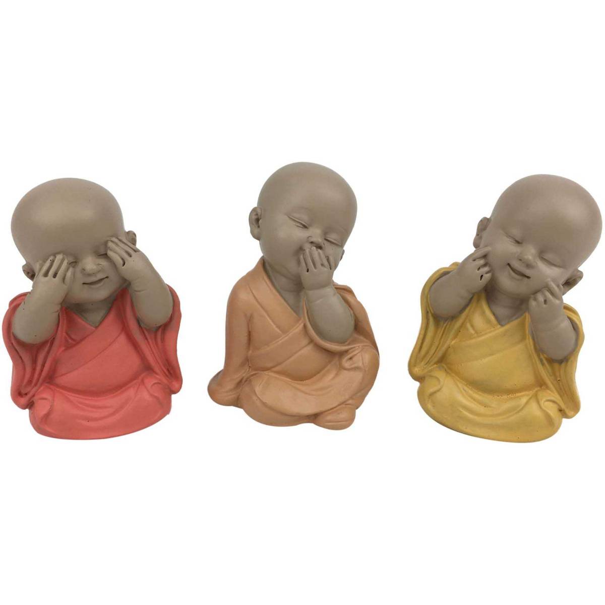 Origen - Bouddha décoratif voit entend et parle Pastel (Lot de 3)