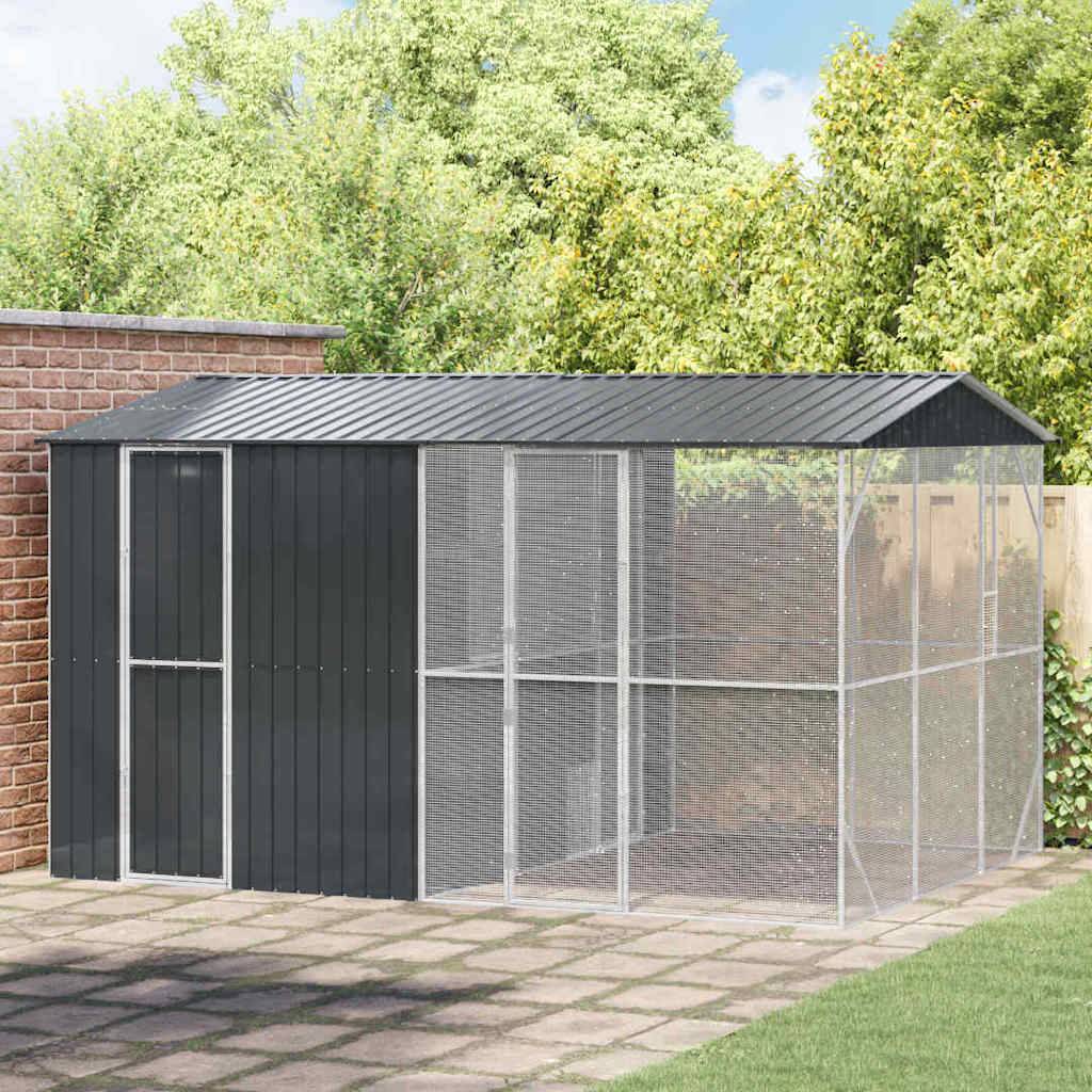 Volière XXL Acier Galvanisé Design 430x310cm Anthracite - ComfortXL Outdoor Living - Image 1