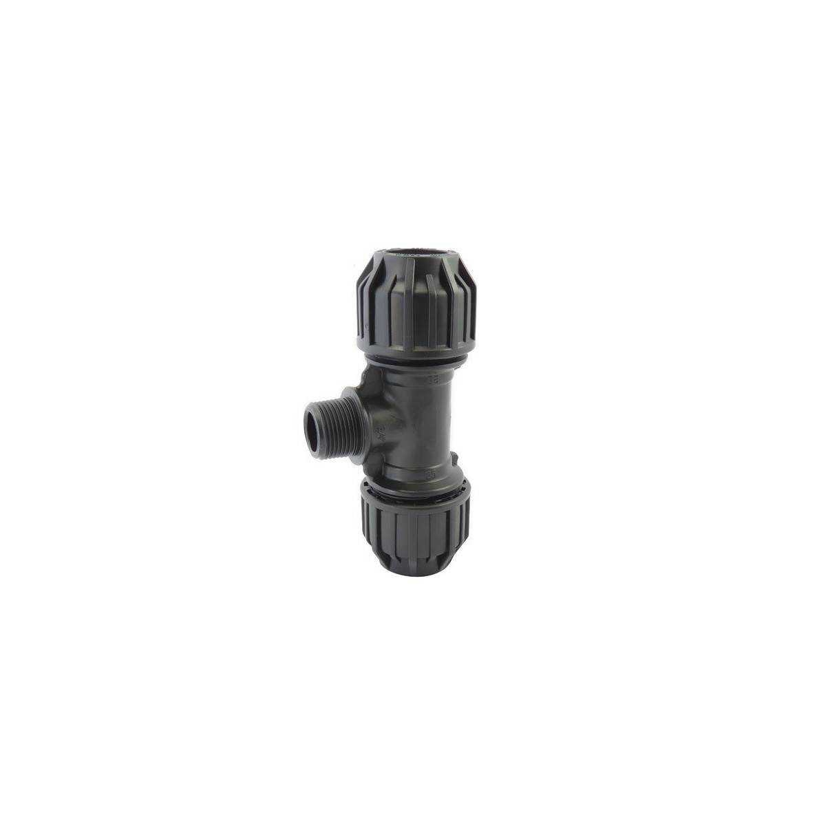 Codital - Té 90° Compression PE avec Dérivation Mâle BSP | PN16 - Ø A: 50mm | Ø B: 1''1/2 - Imagen 1