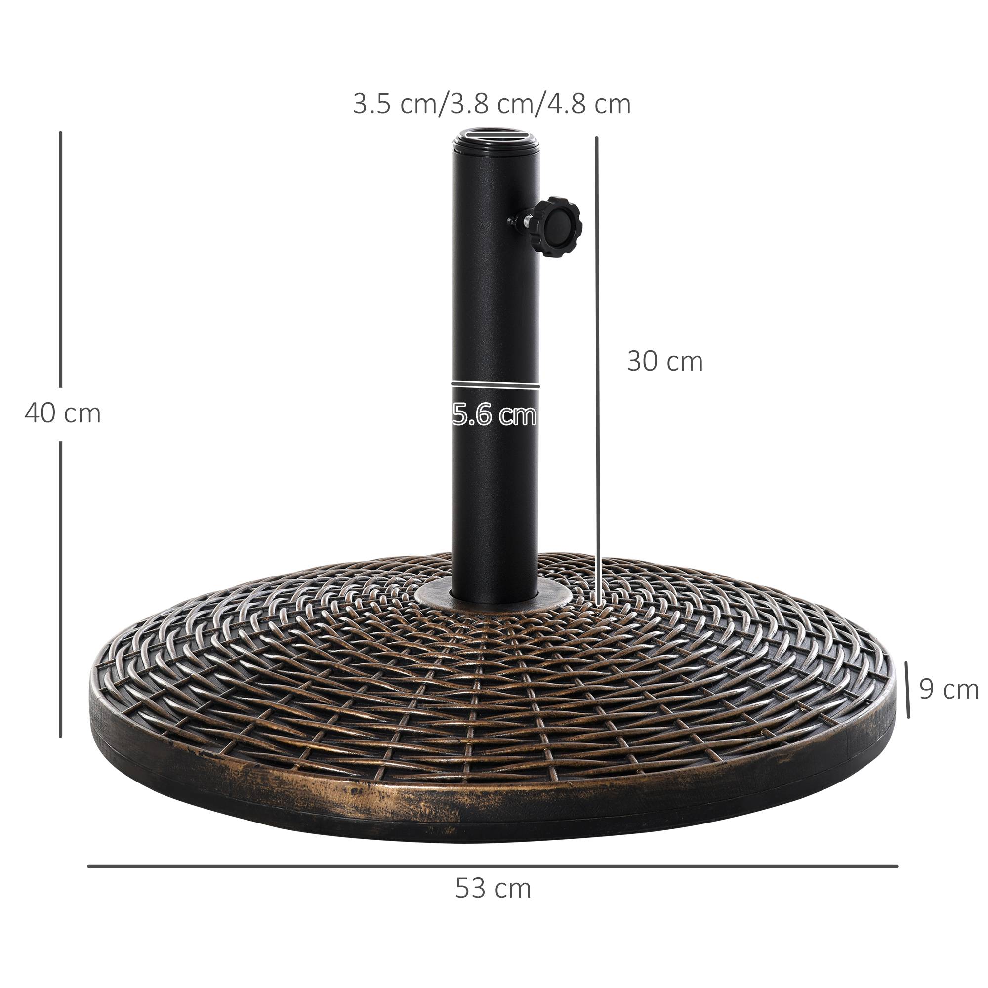 Pied de parasol effet rotin pour terrasse maintien stable 25kg Ø53cm bronze antique - ComfortXL Outdoor Living - Image 3