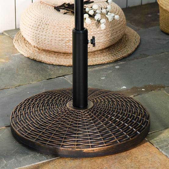 Pied de parasol effet rotin pour terrasse maintien stable 25kg Ø53cm bronze antique - ComfortXL Outdoor Living - Image 1
