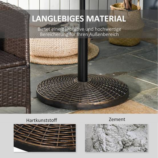 Pied de parasol effet rotin pour terrasse maintien stable 25kg Ø53cm bronze antique - ComfortXL Outdoor Living - Image 5