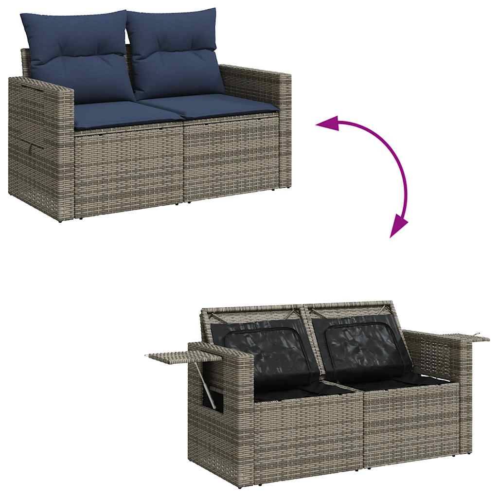 Salon de jardin 4 places gris résine tressée avec table bois réglable et rangements discrets – ComfortXL Outdoor Living - Image 9