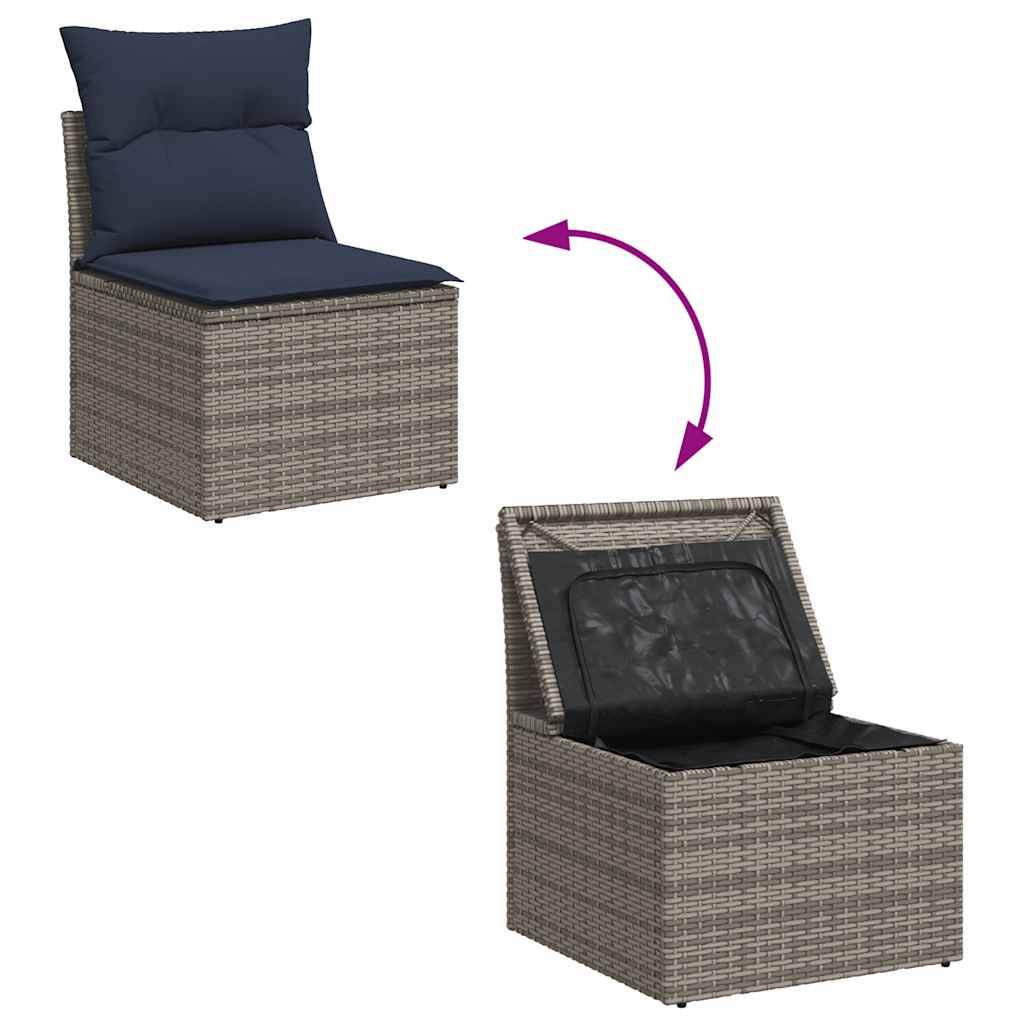 Salon de jardin 4 places gris résine tressée avec table bois réglable et rangements discrets – ComfortXL Outdoor Living - Image 7