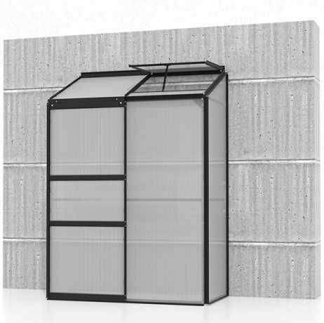 Vitavia - Serre adossée en polycarbonate 4mm IDA 900 - Surface 0,9 m², Couleur Aluminium - Image 7