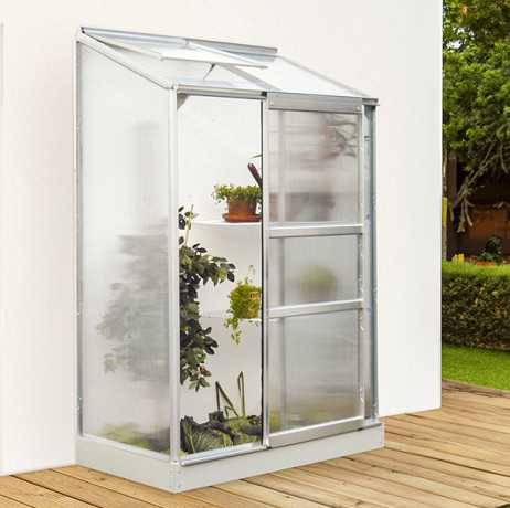 Vitavia - Serre adossée en polycarbonate 4mm IDA 900 - Surface 0,9 m², Couleur Aluminium - Image 1