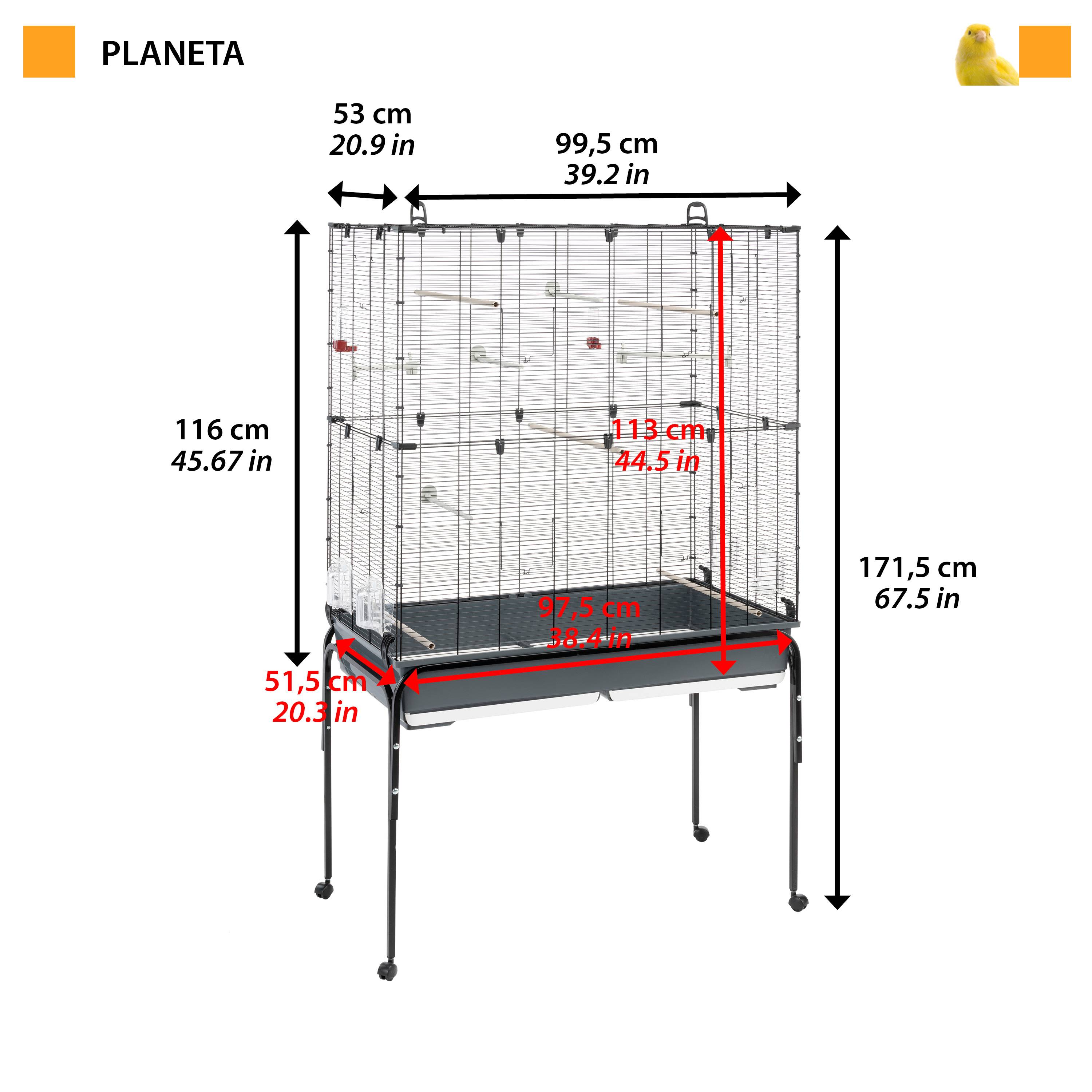 Ferplast - Ferplast Cage Oiseaux PLANETA, Volière, Perruche, Canari, Petits Oiseaux, avec Mangeoire et Accessoires, Support à Roulettes - Imagen 2