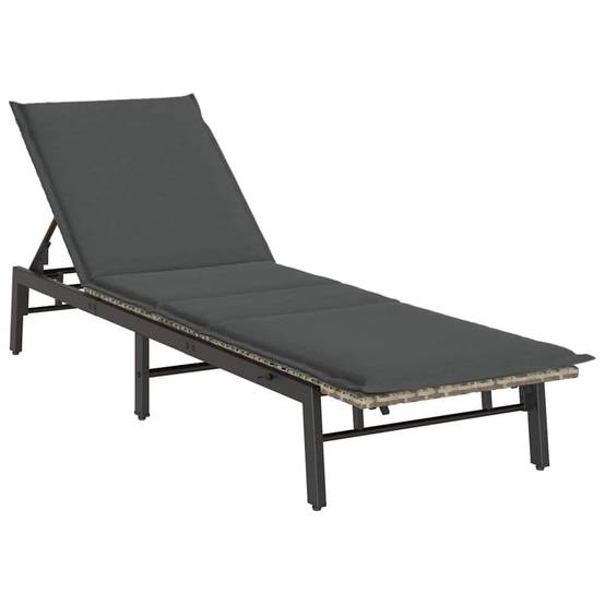 Bain de soleil extérieur résine tressée réglable coussin gris clair 200x59cm - ComfortXL Outdoor Living - Image 2