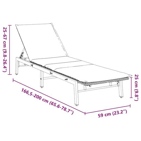 Bain de soleil extérieur résine tressée réglable coussin gris clair 200x59cm - ComfortXL Outdoor Living - Image 9