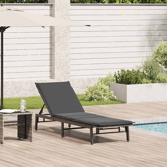 Bain de soleil extérieur résine tressée réglable coussin gris clair 200x59cm - ComfortXL Outdoor Living - Image 1