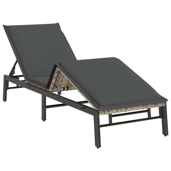 Bain de soleil extérieur résine tressée réglable coussin gris clair 200x59cm - ComfortXL Outdoor Living - Image 5