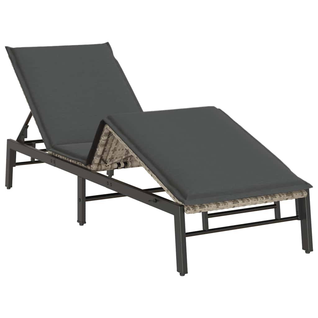Bain de soleil extérieur résine tressée réglable coussin gris clair 200x59cm - ComfortXL Outdoor Living - Image 5