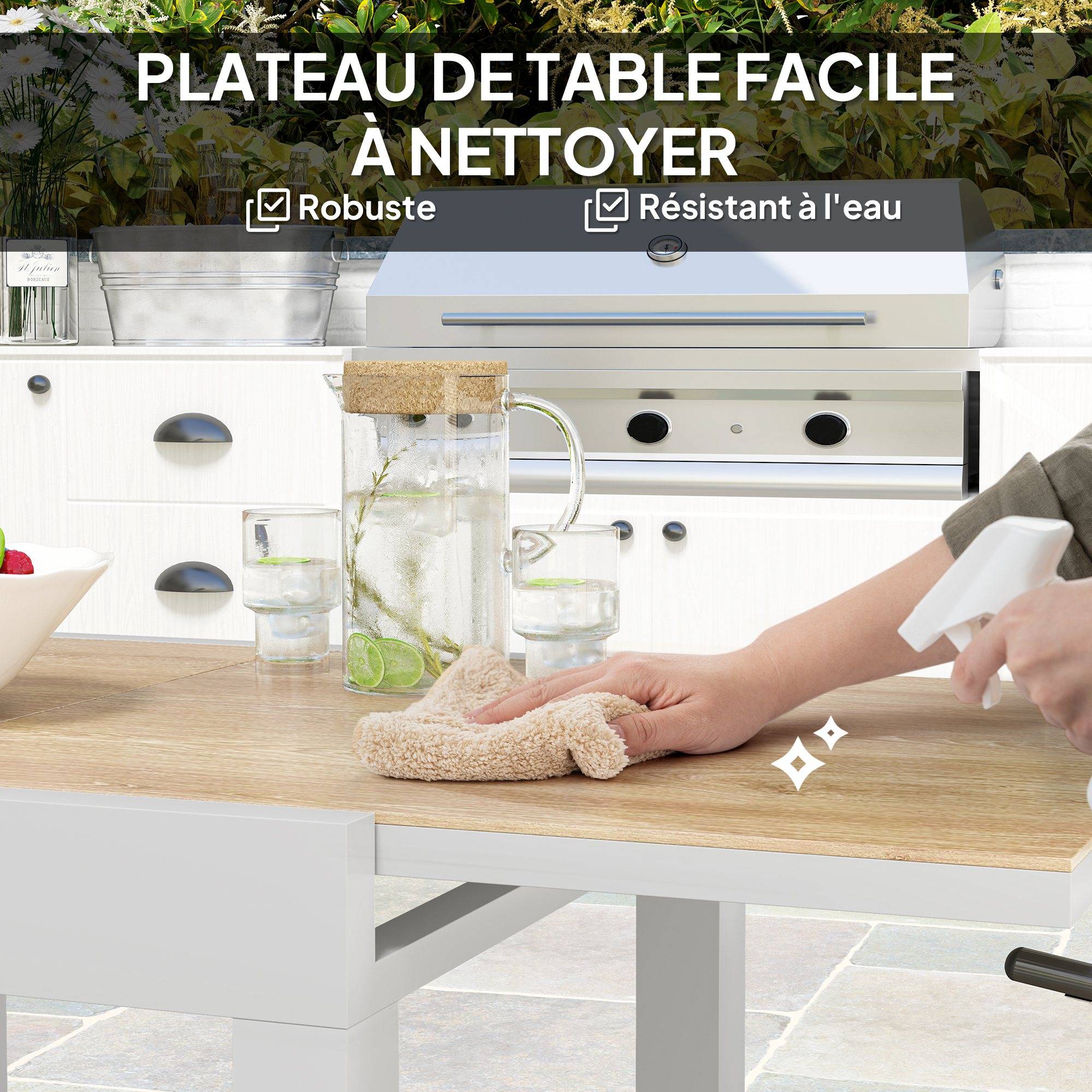 Table à manger de jardin extensible aluminium 6 personnes plateau 160x80cm gris - ComfortXL Outdoor Living - Image 8