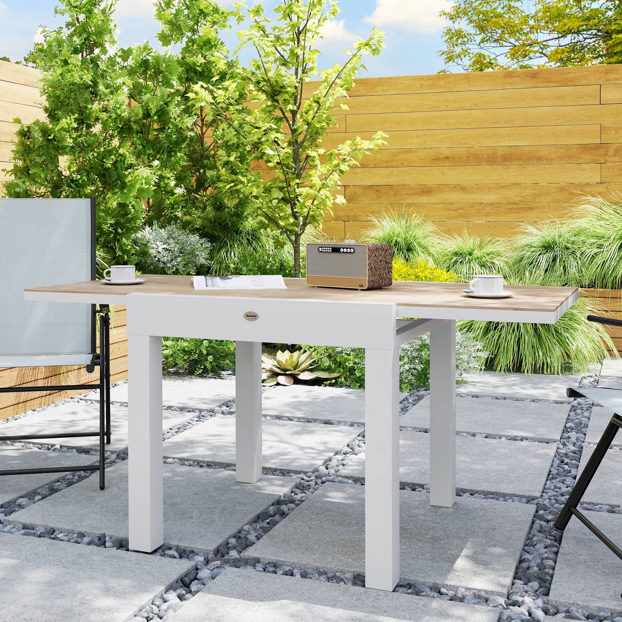 Table à manger de jardin extensible aluminium 6 personnes plateau 160x80cm gris - ComfortXL Outdoor Living - Image 10