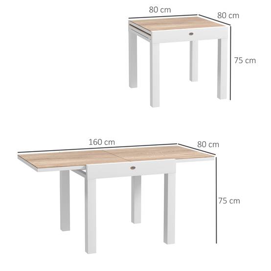 Table à manger de jardin extensible aluminium 6 personnes plateau 160x80cm gris - ComfortXL Outdoor Living - Image 5