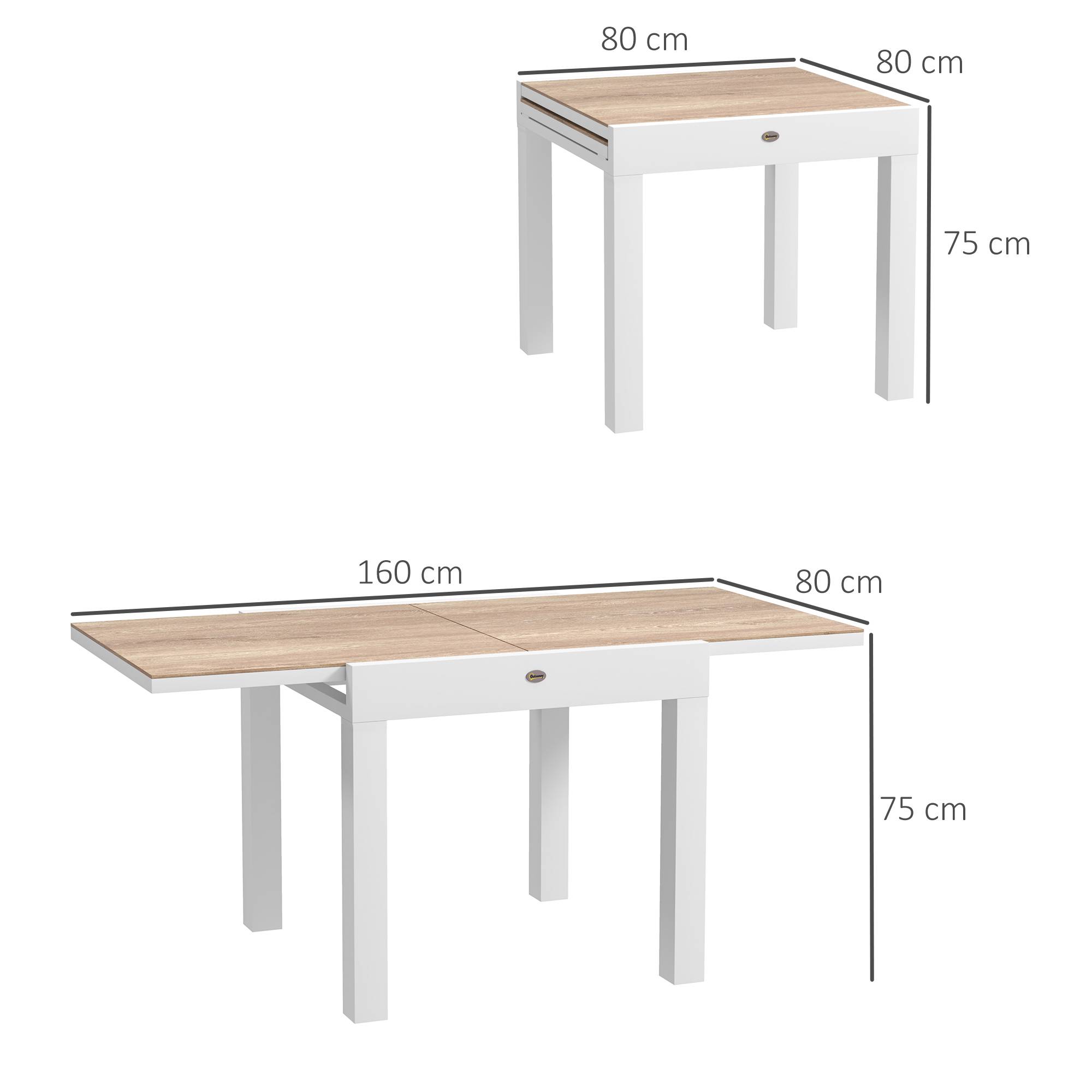 Table à manger de jardin extensible aluminium 6 personnes plateau 160x80cm gris - ComfortXL Outdoor Living - Image 5