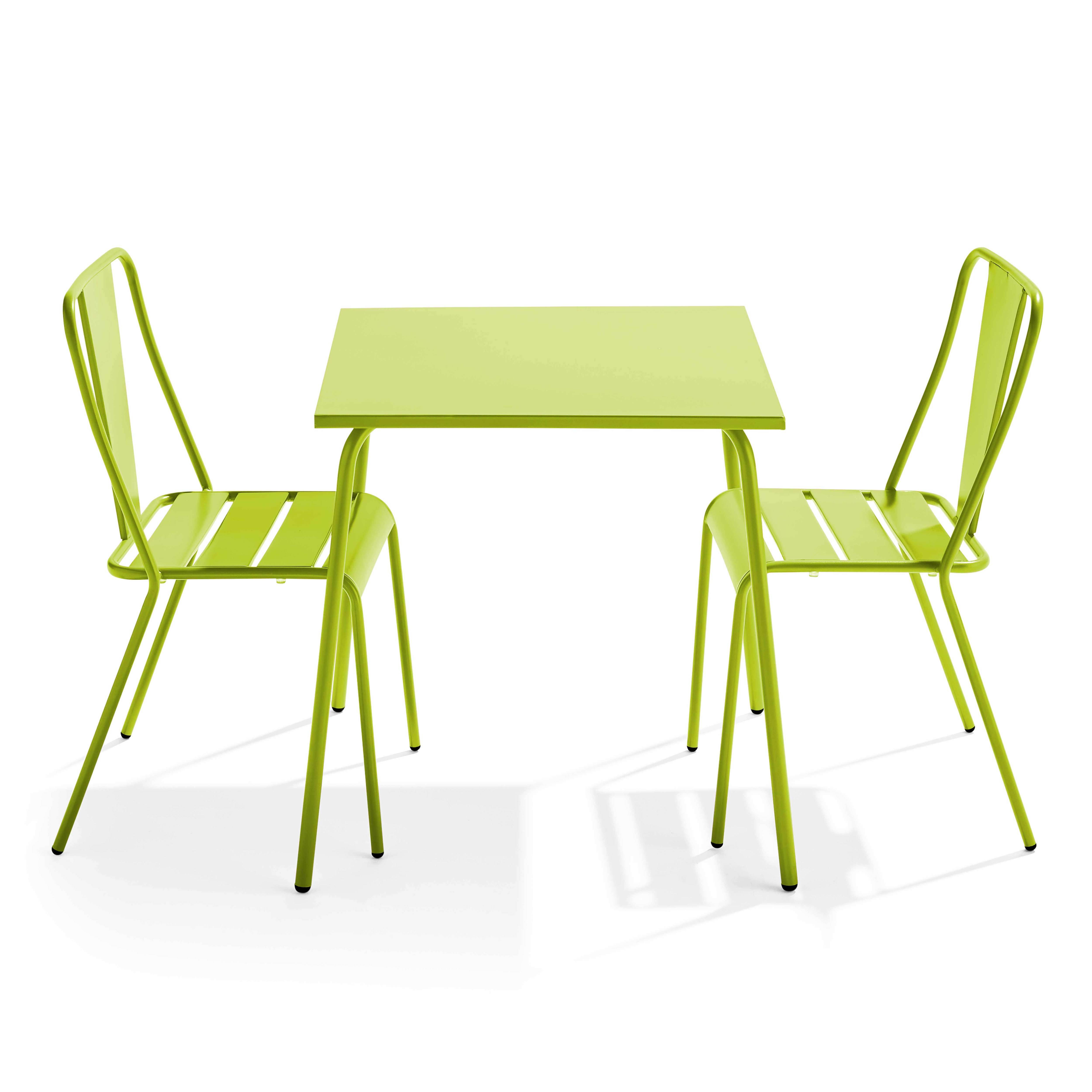 Oviala - Ensemble table de jardin carrée et 2 chaises bistrot vert Palavas - Oviala - Imagen 1