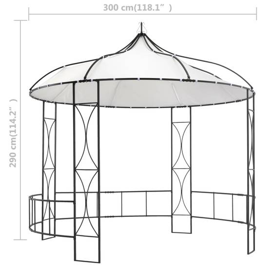 Pergola Jardin - Tonnelle de jardin - Belvédère 300 x 290 cm Blanc Rond MI12 - Image 6