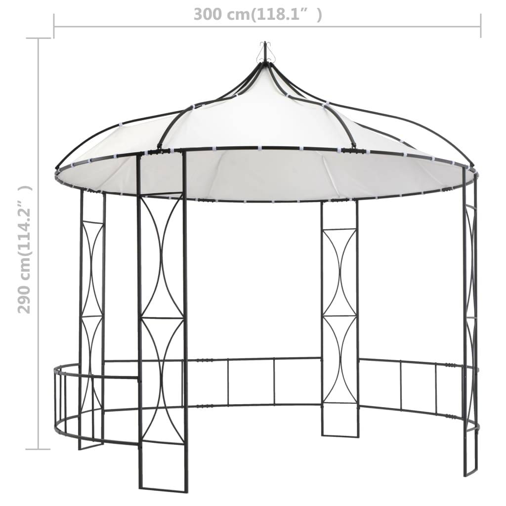 Pergola Jardin - Tonnelle de jardin - Belvédère 300 x 290 cm Blanc Rond MI12 - Image 6