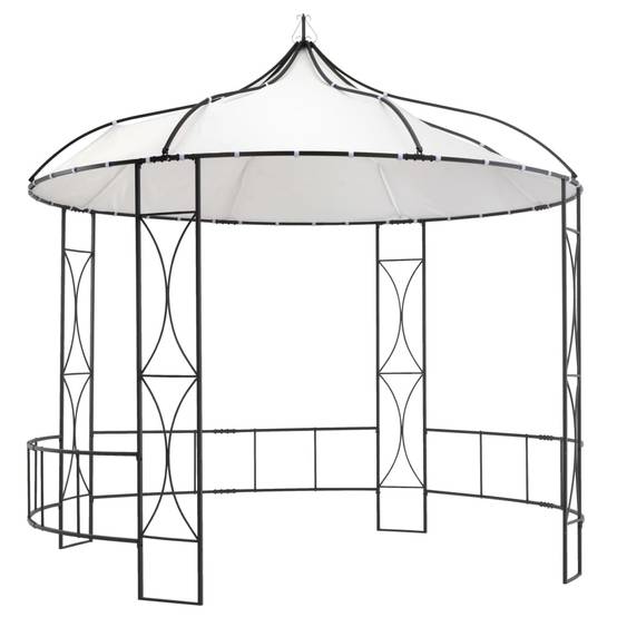 Pergola Jardin - Tonnelle de jardin - Belvédère 300 x 290 cm Blanc Rond MI12 - Image 2
