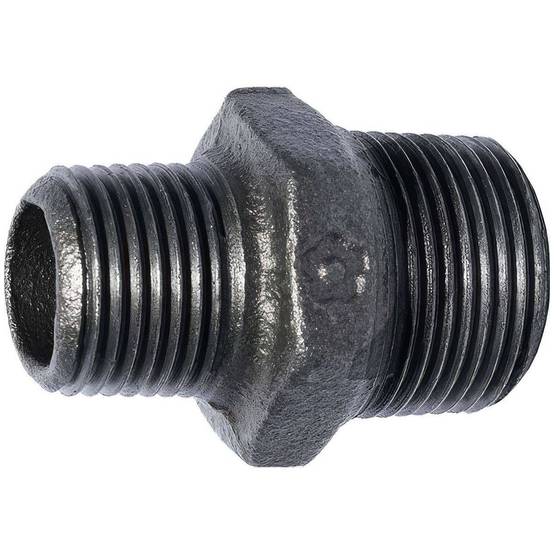 Mamelon Réduit Mâle Mâle Fonte Noir - Raccord Plomberie Gaz Industriel - Ø A: 1''1/4 | Ø B: 3/4'' - Image 1