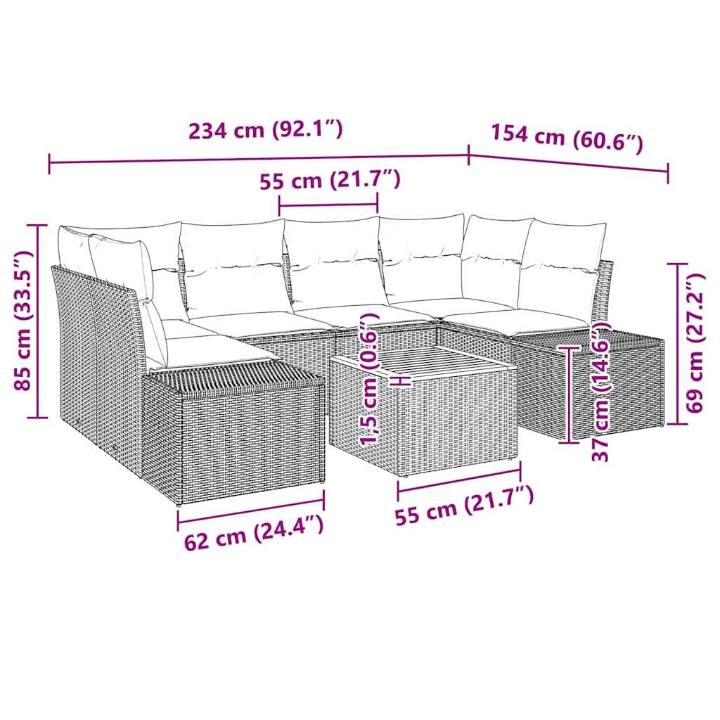 Salon de jardin 7 pcs avec coussins confortables en polyrotin Noir – ComfortXL Outdoor Living - Image 9