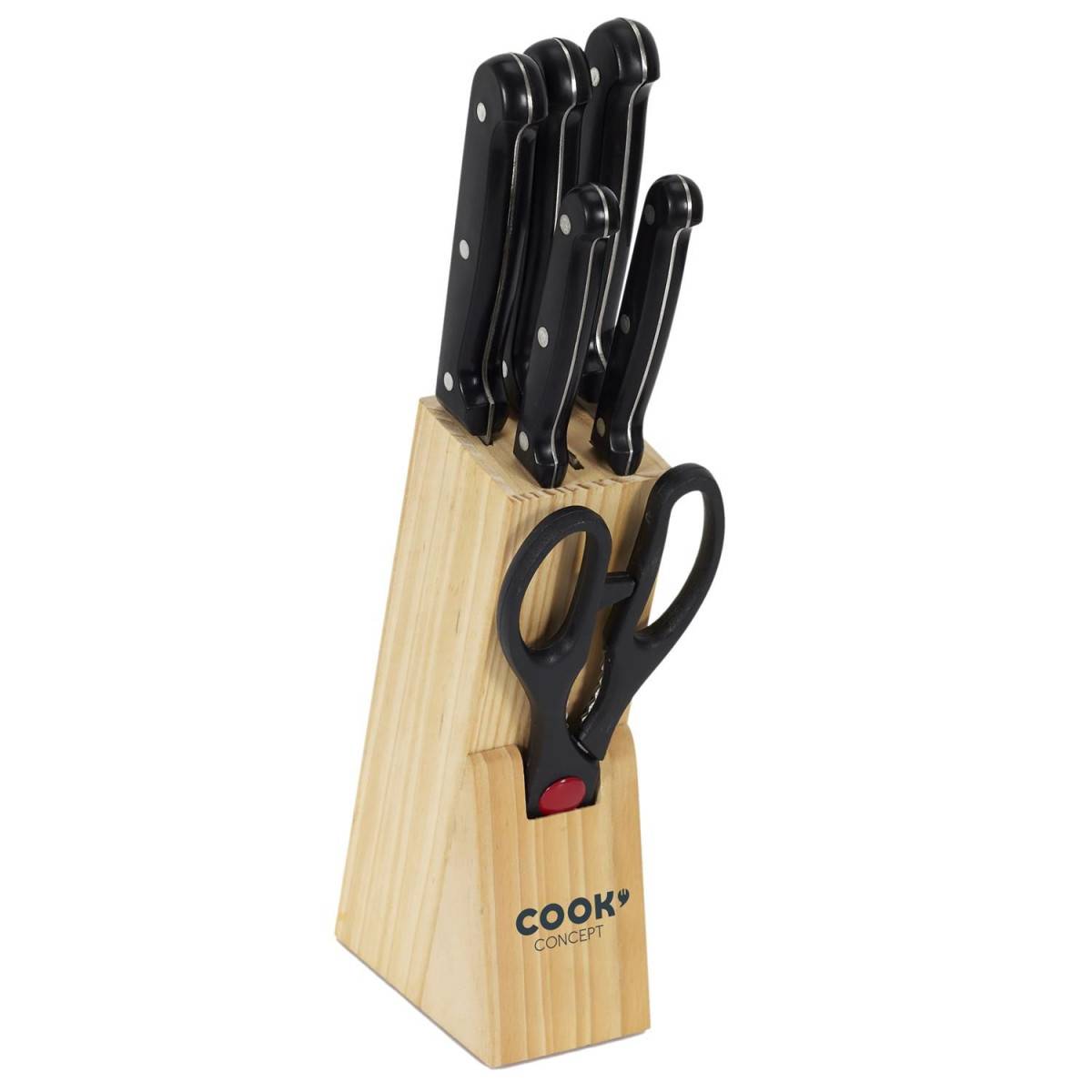 Cook Concept - Bloc 5 Couteaux & Ciseaux "Inox" 35cm Noir - Image 1