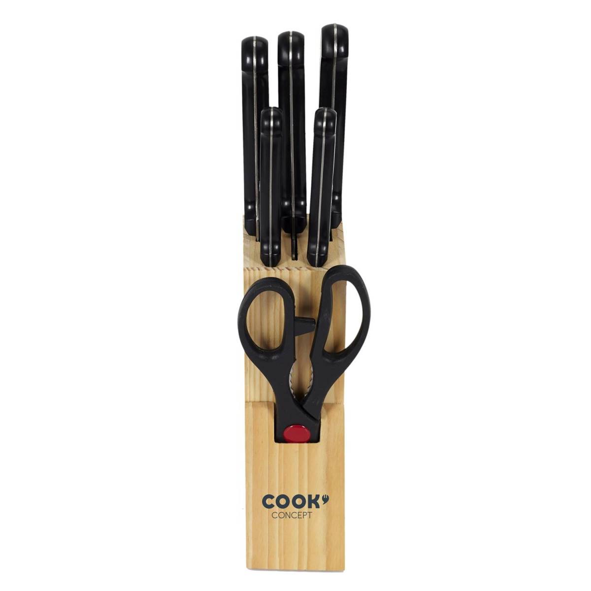 Cook Concept - Bloc 5 Couteaux & Ciseaux "Inox" 35cm Noir - Image 2