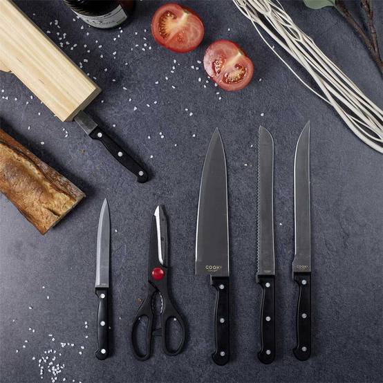 Cook Concept - Bloc 5 Couteaux & Ciseaux "Inox" 35cm Noir - Image 3