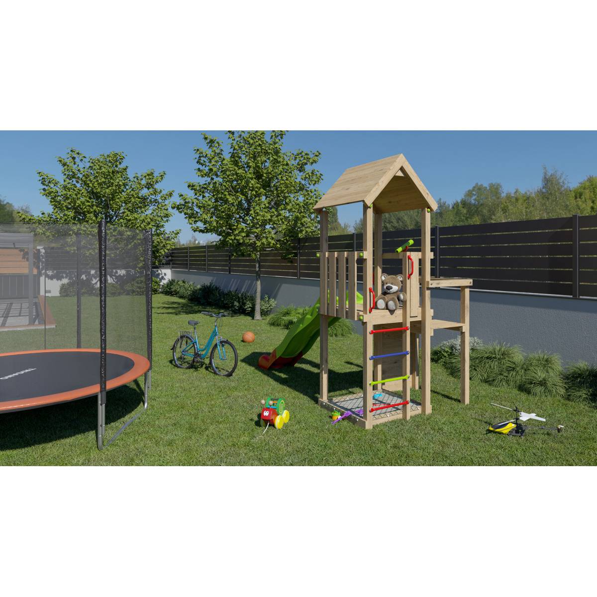 Trigano Jardin - Aire de jeux en bois double plateformes J-24611P1 Trigano Jardin - Imagen 4
