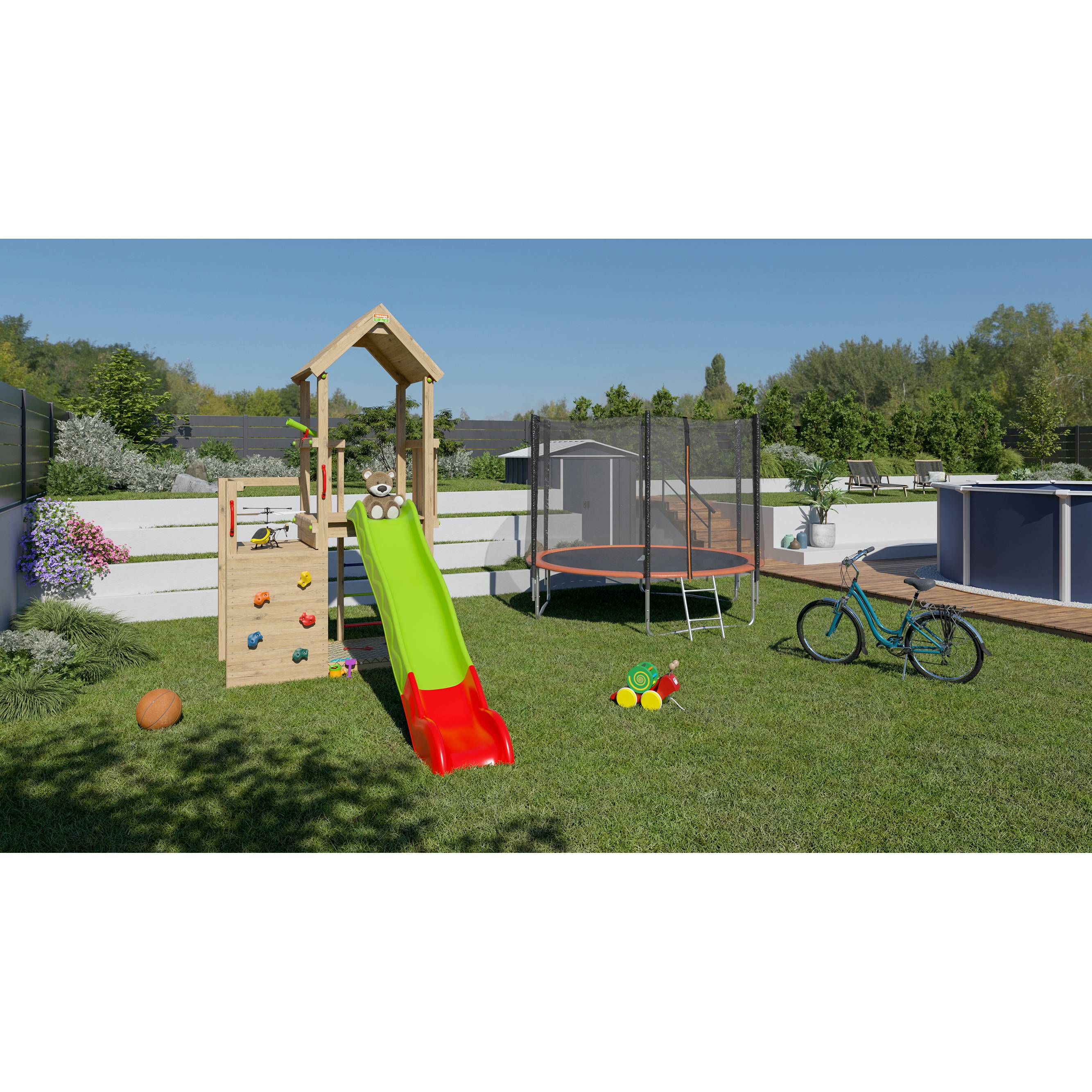 Trigano Jardin - Aire de jeux en bois double plateformes J-24611P1 Trigano Jardin - Imagen 3