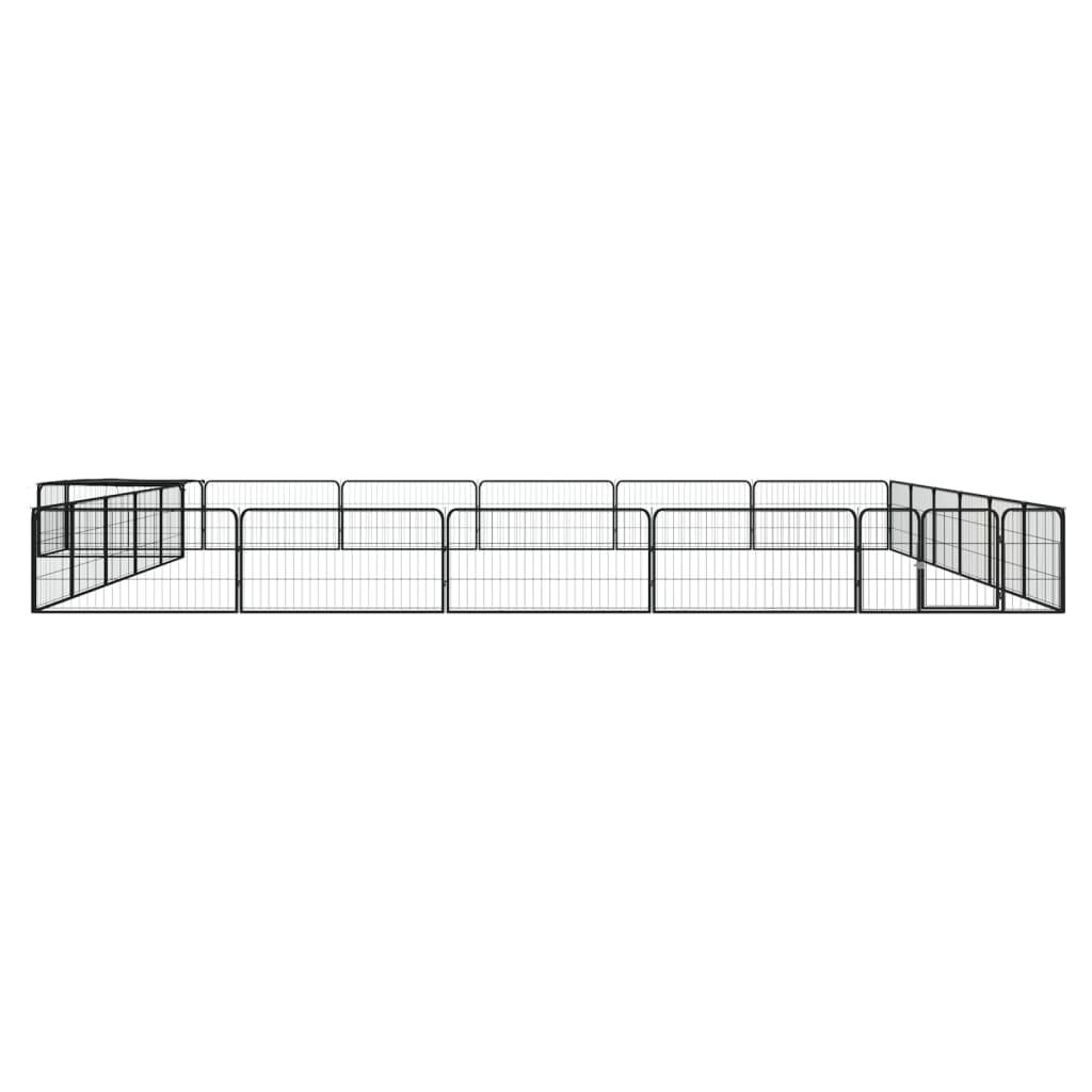 Vidaxl - Parc pour chien 24panneaux Noir 100x50cm Acier enduit de poudre vidaXL 3115980 - Imagen 2