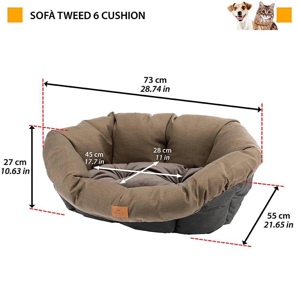 Ferplast - Ferplast Coussin pour Panier Chien et Chat SOFA' TWEED 6, Matelas Rembourré pour Lit pour Chien et Chat d'intérieur, Remplacement pour Corbeille en - Imagen 2