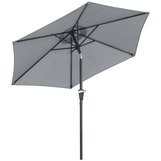 Parasol de jardin Parasol droit hexagonal inclinable Ø 2,3 x 2,16m - 230x230x216cm Métal Gris fr159 - Image 1
