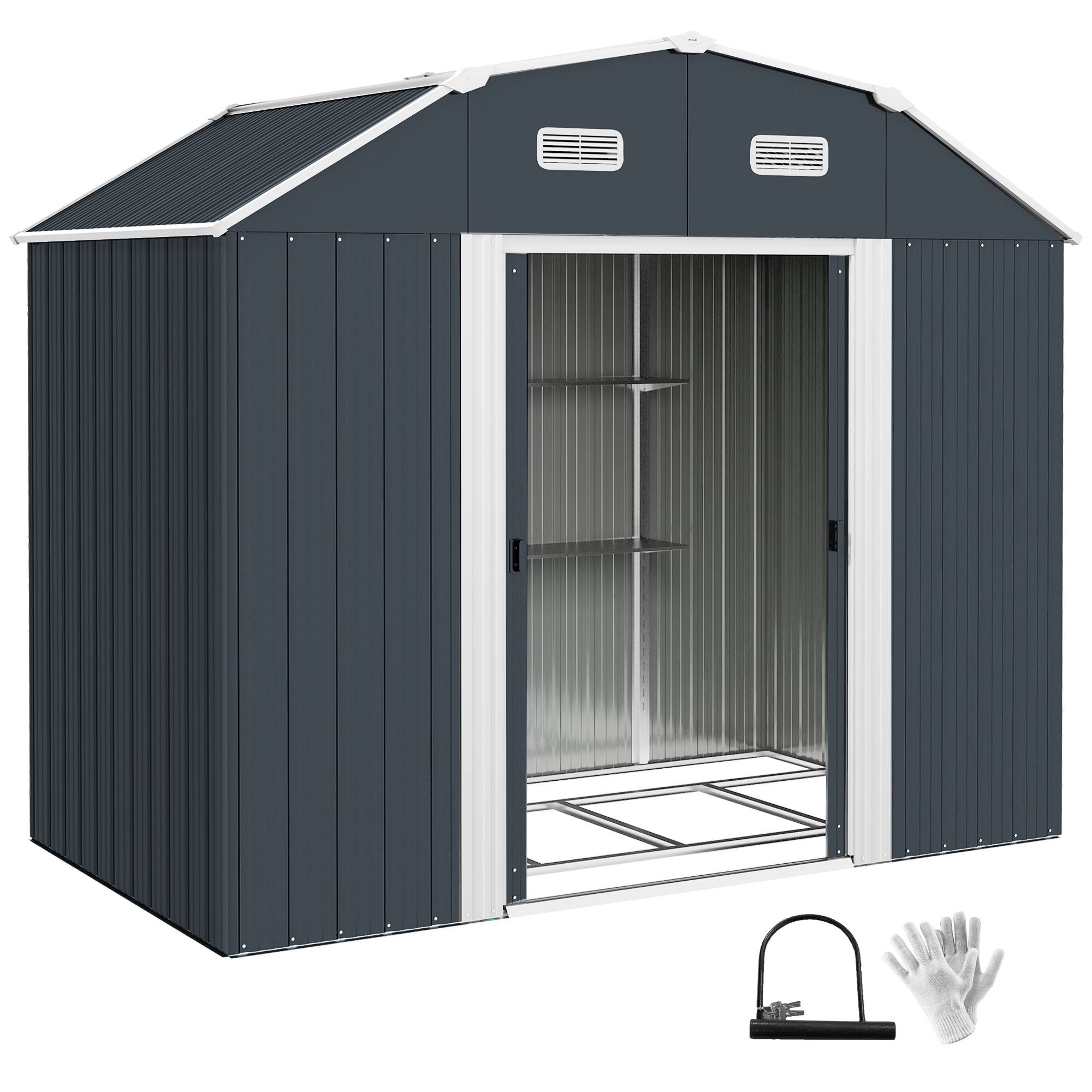 ComfortXL - Abri de jardin acier galvanisé extérieur stockage outils 2,7m² gris foncé - ComfortXL Outdoor Living - Image 2