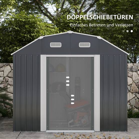ComfortXL - Abri de jardin acier galvanisé extérieur stockage outils 2,7m² gris foncé - ComfortXL Outdoor Living - Image 5