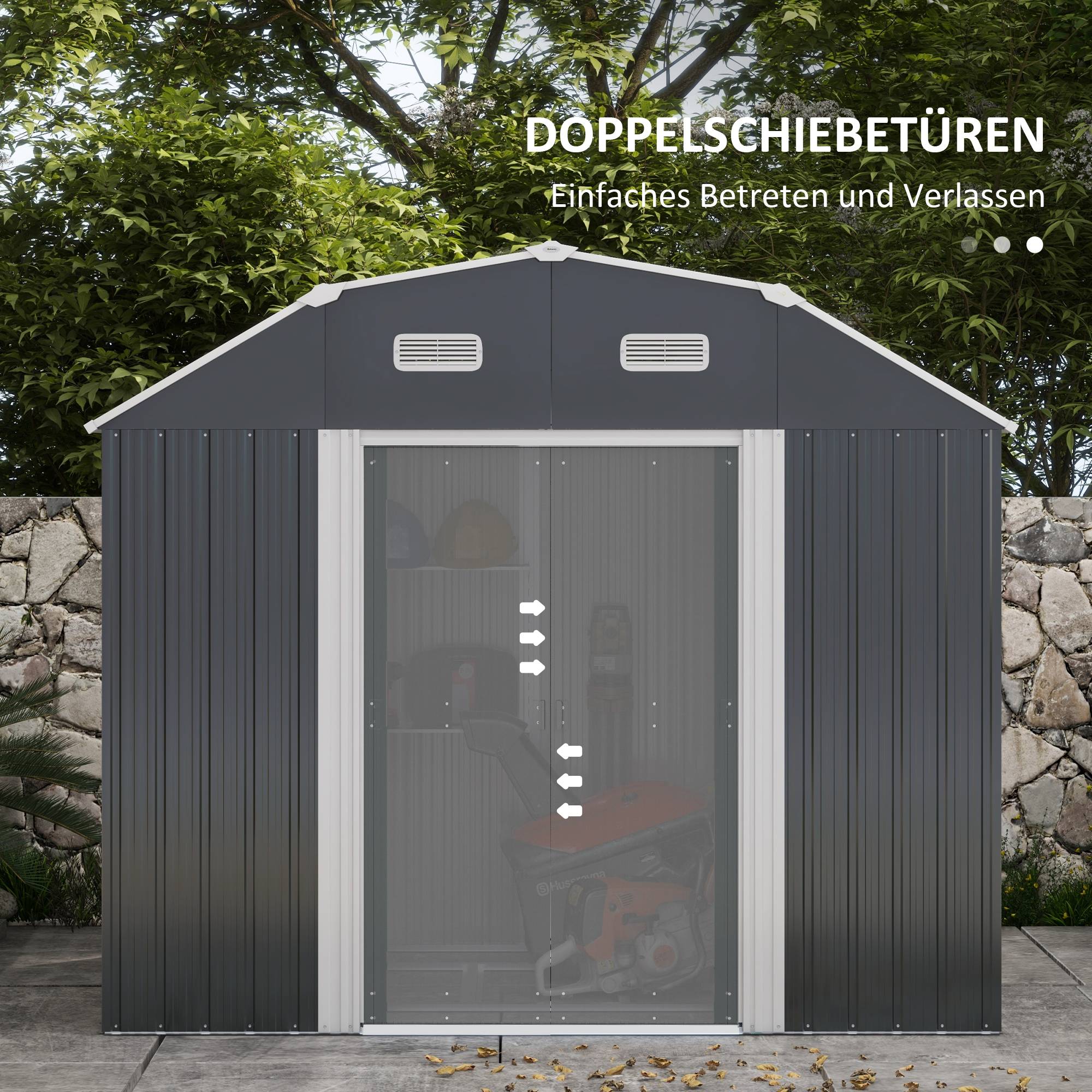 ComfortXL - Abri de jardin acier galvanisé extérieur stockage outils 2,7m² gris foncé - ComfortXL Outdoor Living - Image 5