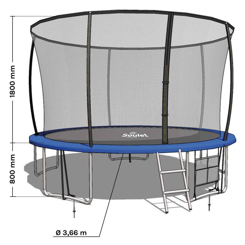 Soulet - Trampoline extérieur 3,66m pour enfants avec filet de protection - Image 6