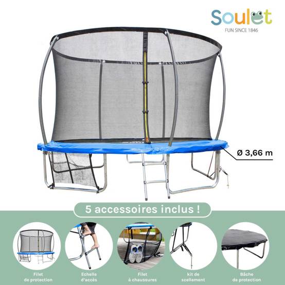 Soulet - Trampoline extérieur 3,66m pour enfants avec filet de protection - Image 3