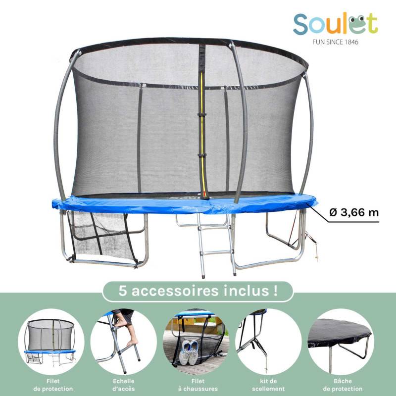 Soulet - Trampoline extérieur 3,66m pour enfants avec filet de protection - Image 3