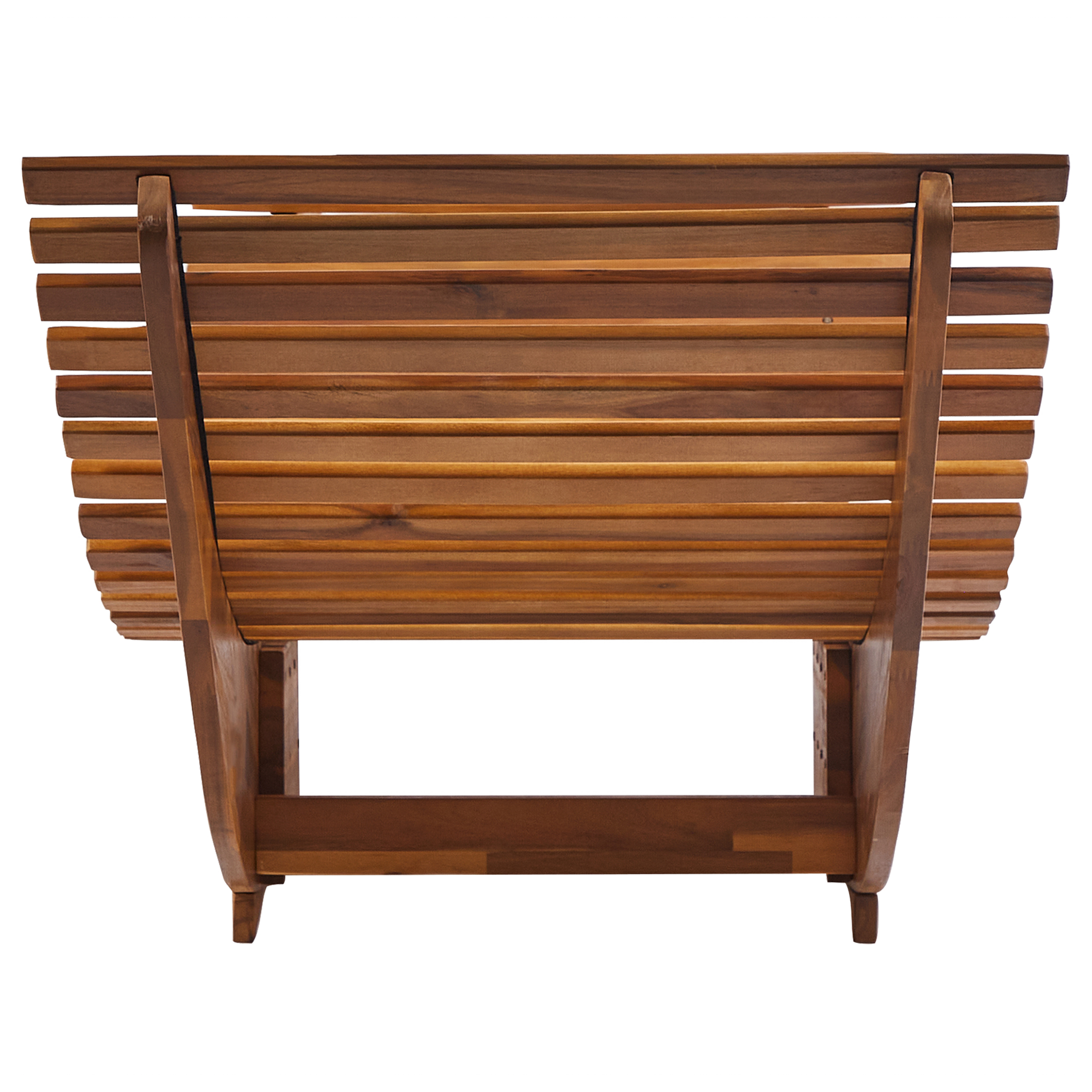 Beliani - Chaise Longue Extérieur à Bascule en Bois d'Acacia Clair Design à Lattes avec Coussin Rouge - Imagen 7