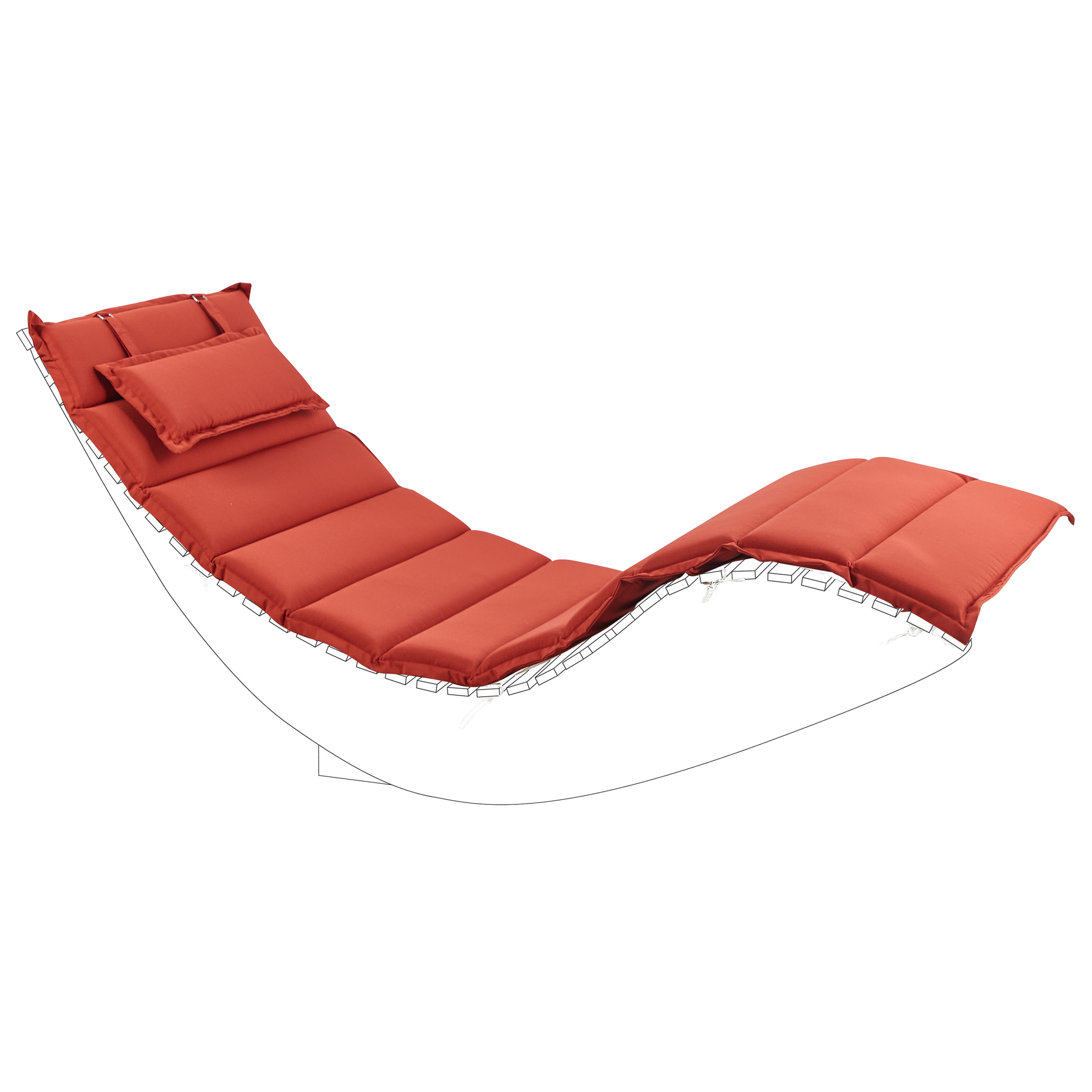 Beliani - Chaise Longue Extérieur à Bascule en Bois d'Acacia Clair Design à Lattes avec Coussin Rouge - Imagen 4