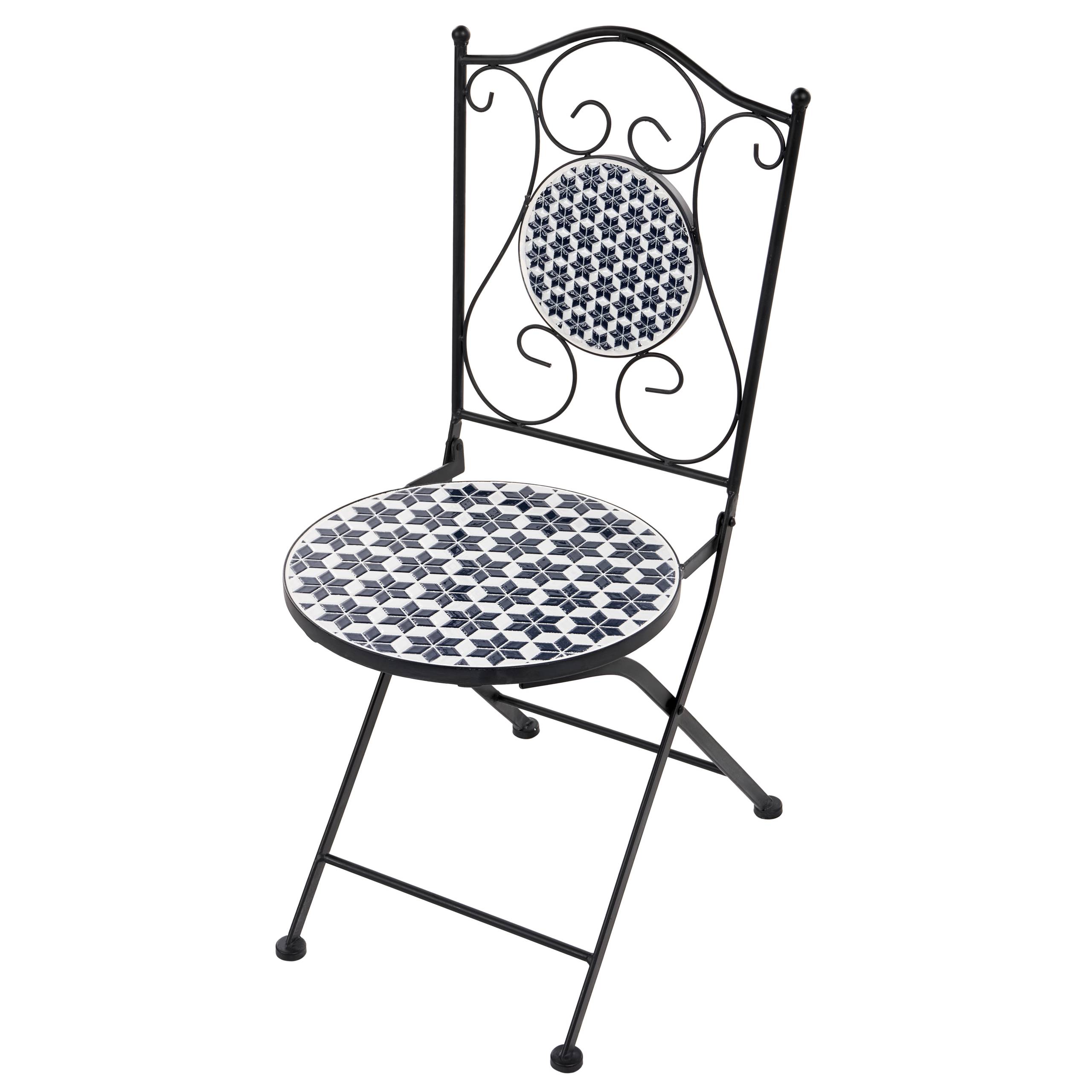 Beliani - Chaise de jardin Métal Blanc/bleu SIROLO - 40x44x90- Beliani - Image 7